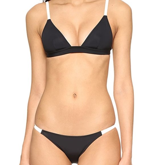 NEW SOLID & STRIPED Black Triangle Bikini Set - Picture 2 of 9
